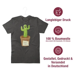 Shirtracer T-Shirt Free Hugs Kaktus Sprüche Statement Beige/Grau/Braun/Schwarz/Orange/Dunkelgrün/Creme