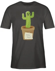 Shirtracer T-Shirt Free Hugs Kaktus Sprüche Statement Beige/Grau/Braun/Schwarz/Orange/Dunkelgrün/Creme