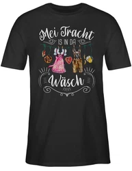 Shirtracer T-Shirt Mei Tracht is in da Wsch Mode fr Oktoberfest Herren Hellblau/Schwarz/Dunkelrot/Beige