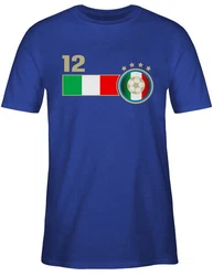 Shirtracer T-Shirt 12. Mann Italien Mannschaft 2024 Fussball EM Fanartikel Blau/Hellblau/Gelb