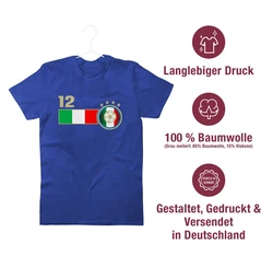 Shirtracer T-Shirt 12. Mann Italien Mannschaft 2024 Fussball EM Fanartikel Blau/Hellblau/Gelb