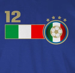 Shirtracer T-Shirt 12. Mann Italien Mannschaft 2024 Fussball EM Fanartikel Blau/Hellblau/Gelb