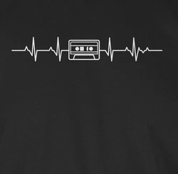 Shirtracer T-Shirt Herzschlag Kassette Symbol und Zeichen Outfit Schwarz/Dunkelblau