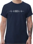 Shirtracer T-Shirt Herzschlag Kassette Symbol und Zeichen Outfit Dunkelblau/Blau
