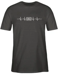 Shirtracer T-Shirt Herzschlag Kassette Symbol und Zeichen Outfit Dunkelgrau/Schwarz/Dunkelgrün/Grau/Braun