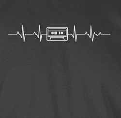 Shirtracer T-Shirt Herzschlag Kassette Symbol und Zeichen Outfit Dunkelgrau/Schwarz/Dunkelgrün/Grau/Braun