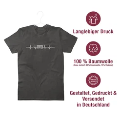 Shirtracer T-Shirt Herzschlag Kassette Symbol und Zeichen Outfit Dunkelgrau/Schwarz/Dunkelgrün/Grau/Braun