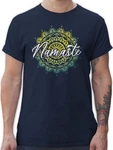 Shirtracer Namaste Vintage T-Shirt Yoga und Wellness Geschenk Blau/Braun/Dunkelblau