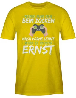 Shirtracer T-Shirt Wenn man sich beim zocken nach vorne lehnt Nerd Geschenke grün