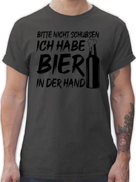 T-Shirt Bitte nicht schubsen ich habe Bier in der Hand schwarz Party & Alkohol Herren