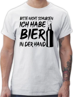 Shirtracer T-Shirt Bitte nicht schubsen ich habe Bier in der Hand Party & Alkohol Herren schwarz