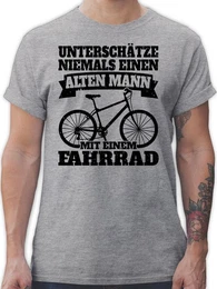 T-Shirt Unterschtze niemals einen alten Mann mit einem Fahrrad - schwarz Fahrrad Bekleidung Radsport