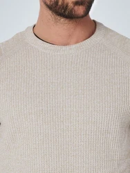 NO EXCESS Rundhalspullover Khaki/Beige/Grau
