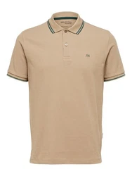 SELECTED HOMME Poloshirt 'SLHDante' Khaki/Beige/Braun