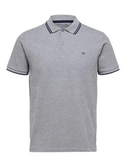 SELECTED HOMME Poloshirt 'SLHDante' Grau/Hellgrau