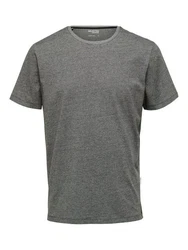 SELECTED HOMME T-Shirt SLHASPEN MINI STRIPE Dunkelgrau/Hellgrau/Grau