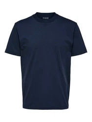 SELECTED HOMME T-Shirt SLHRELAXCOLMAN (1-tlg) Dunkelblau/Schwarz