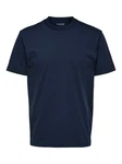 SELECTED HOMME T-Shirt SLHRELAXCOLMAN (1-tlg) Dunkelblau/Schwarz