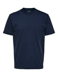 SELECTED HOMME T-Shirt SLHRELAXCOLMAN (1-tlg) Dunkelblau/Schwarz