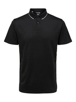 SELECTED HOMME Poloshirt SLHLEROY COOLMAX Schwarz
