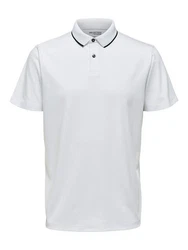 SELECTED HOMME Poloshirt SLHLEROY COOLMAX Weiß/Grau/Hellgrau/Dunkelblau