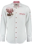 OS-Trachten Trachtenhemd Irono Langarmhemd mit Motivdruck Weiß/Dunkelrot/Rot/Creme/Beige