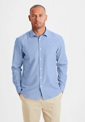 H.I.S Langarmhemd mit Kentkragen Hellblau/Blau
