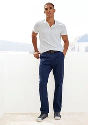 H.I.S Henleyshirt mit Henleykragen Grau/Weiß/Creme
