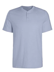 H.I.S Henleyshirt mit Henleykragen Blau/Hellblau/Grau