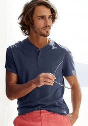 H.I.S Henleyshirt mit Henleykragen Dunkelblau/Blau