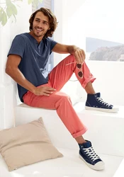 H.I.S Henleyshirt mit Henleykragen Dunkelblau/Blau