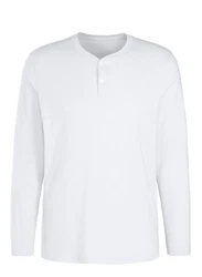 H.I.S Henleyshirt Langarm mit Knopfleiste Grau/Weiß/Hellgrau/Creme