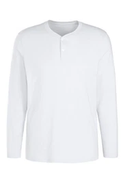 H.I.S Henleyshirt Langarm mit Knopfleiste Grau/Weiß/Hellgrau/Creme