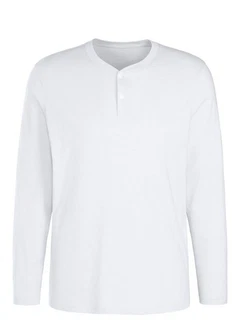 H.I.S Henleyshirt Langarm mit Knopfleiste Grau/Weiß/Hellgrau/Creme H.I.S Henleyshirt Langarm mit Knopfleiste Grau/Weiß/Hellgrau/Creme