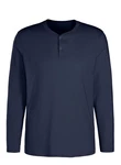 H.I.S Henleyshirt Langarm mit Knopfleiste Dunkelblau/Blau