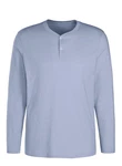 H.I.S Henleyshirt Langarm mit Knopfleiste Hellblau/Blau/Grau