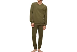 HUGO Loungehose Labelled Pants Khaki/Dunkelgrün