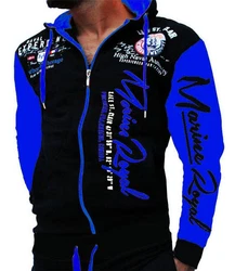 Jaylvis Collegejacke Herren Sweatjacke Sportjacke Joggingjacke mit Kapuze Marine/Royal
