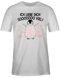 Shirtracer T-Shirt Ich liebe dich SOOOO viel Pinguin Creme/Grau/Braun/Beige/Grün