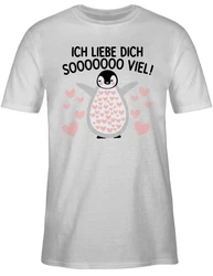 Shirtracer T-Shirt Ich liebe dich SOOOO viel Pinguin Creme/Grau/Braun/Beige/Grün