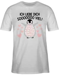 Shirtracer T-Shirt Ich liebe dich SOOOO viel Pinguin Creme/Grau/Braun/Beige/Grün