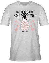 Shirtracer T-Shirt Ich liebe dich SOOOO viel Pinguin Creme/Grau/Braun/Beige/Grün