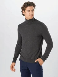 SELECTED HOMME Strickpullover SLHBERG ROLL NECK Dunkelgrau/Grau