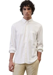 Marc O'Polo Hemd (OCS) Businesshemd Khaki/Beige/Weiß