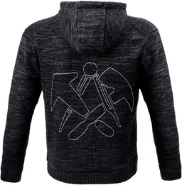 Strickjacke Dachdecker-Hoodie-Strickjacke mit Fellfutter schieferschwarz Fellfutter