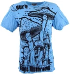Guru-Shop T-Shirt Sure Herren T-Shirt Magic Mushroom hellblau