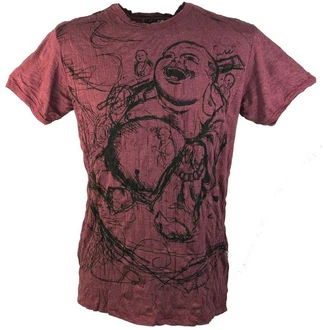 Guru-Shop T-Shirt Sure Herren T-Shirt Happy Buddha bordeaux Guru-Shop T-Shirt Sure Herren T-Shirt Happy Buddha bordeaux