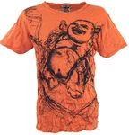 Guru-Shop T-Shirt Sure Herren T-Shirt Happy Buddha rostorange