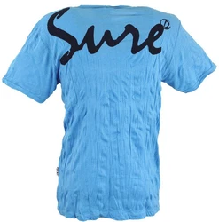 Guru-Shop T-Shirt Sure Herren T-Shirt Happy Buddha hellblau