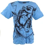 Guru-Shop T-Shirt Sure Herren T-Shirt Happy Buddha hellblau